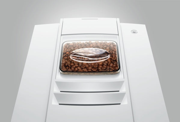 Jura E4 Piano White Kaffeevollautomat mit höhenverstellbarem Auslauf und Symbol-Display