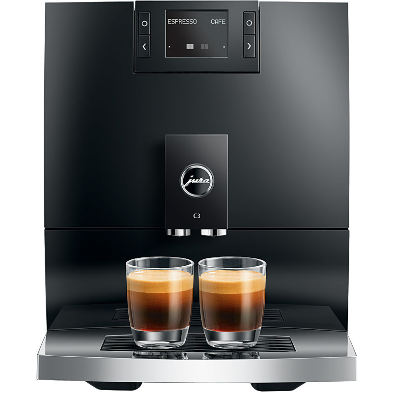 JURA C3 Kaffeevollautomat in Piano Black mit kompaktem Wellendesign