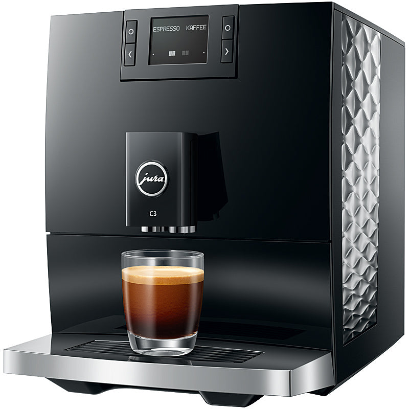 JURA C3 Kaffeevollautomat in Piano Black mit kompaktem Wellendesign