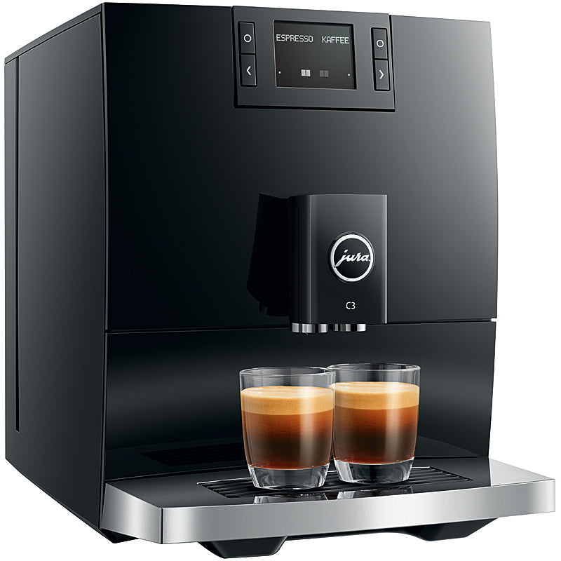 JURA C3 Kaffeevollautomat in Piano Black mit kompaktem Wellendesign