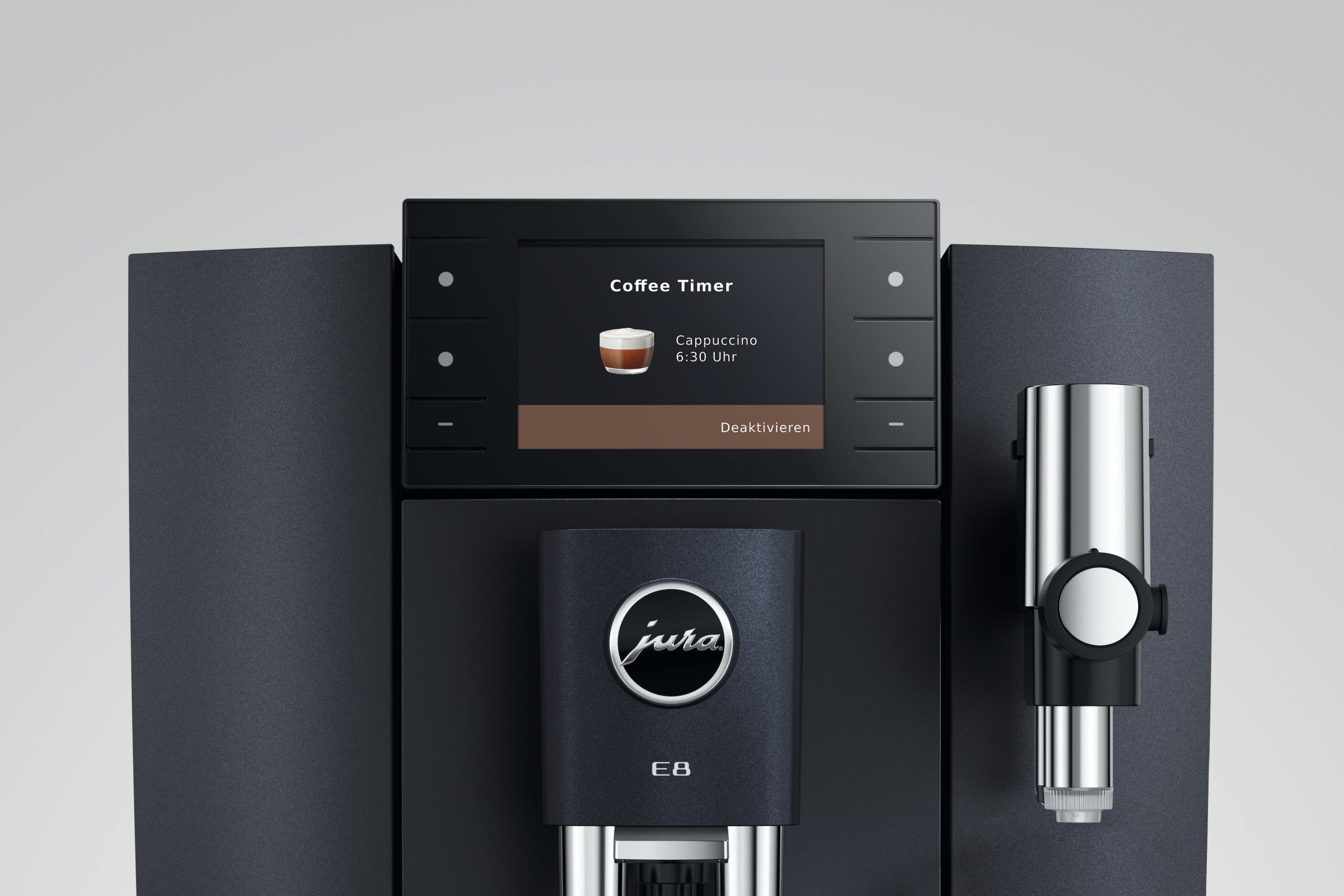 JURA E8 Cosmic Black Kaffeevollautomat mit Farbdisplay und Tassenbeleuchtung