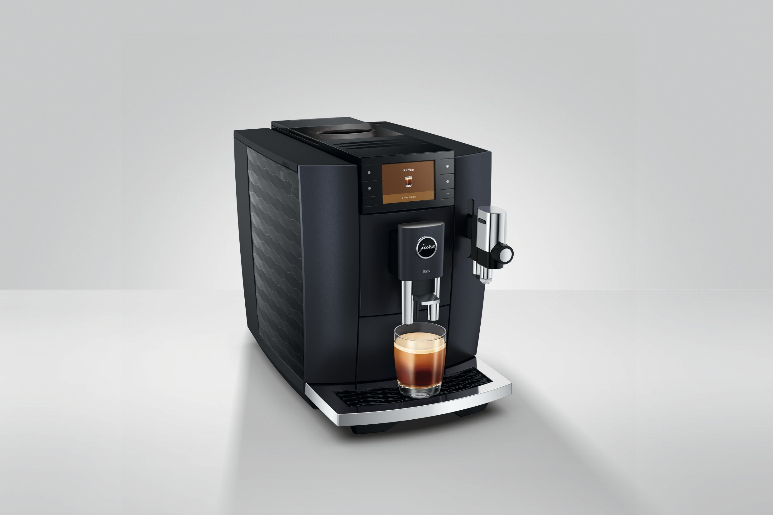 JURA E8 Cosmic Black Kaffeevollautomat mit Farbdisplay und Tassenbeleuchtung
