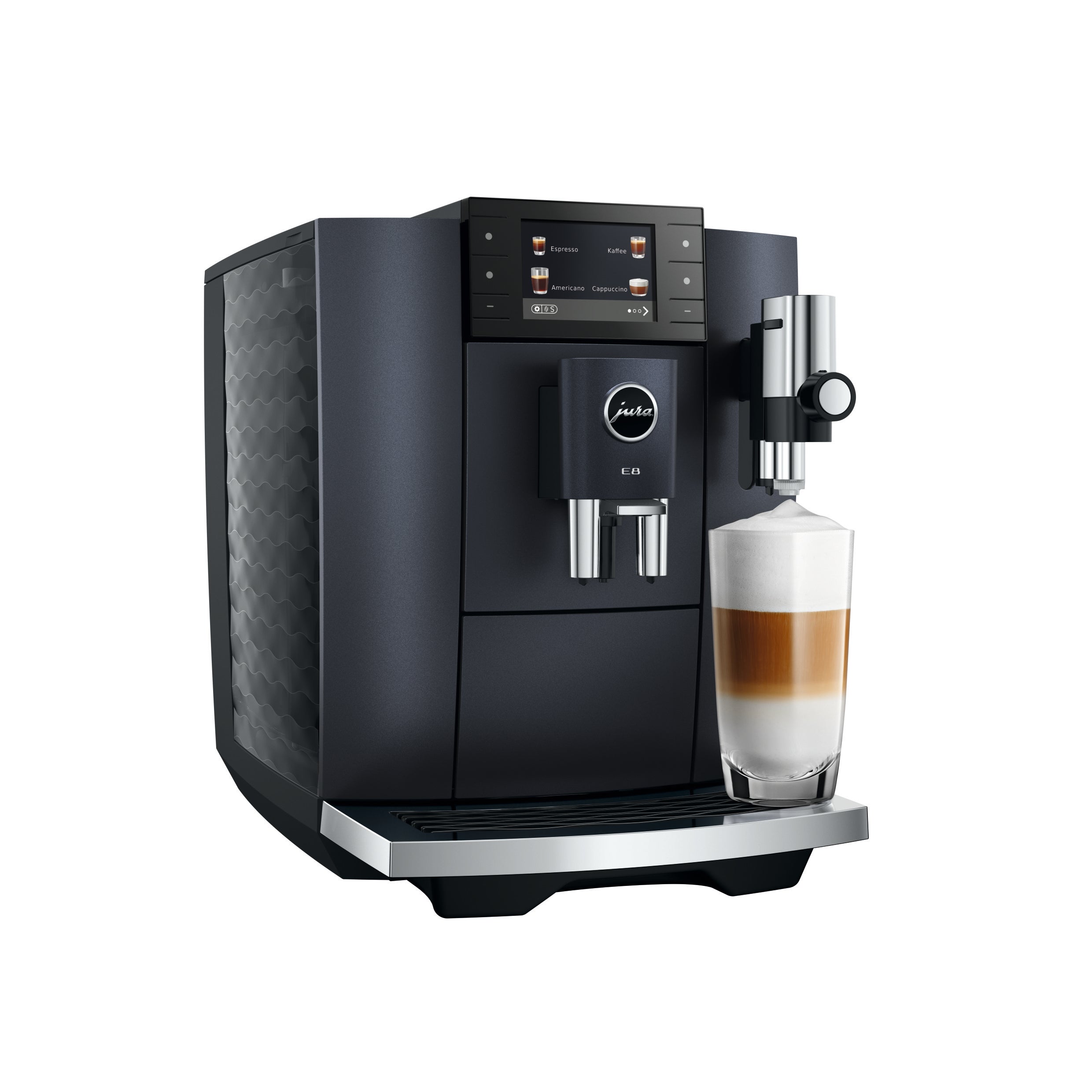 JURA E8 Cosmic Black Kaffeevollautomat mit Farbdisplay und Tassenbeleuchtung