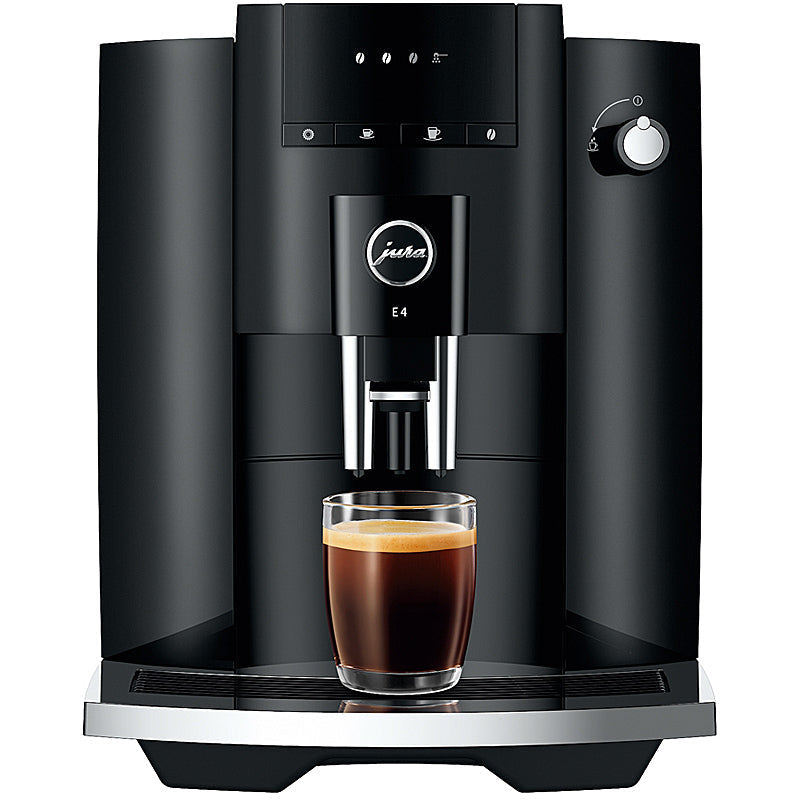 Jura E4 Piano Black Kaffeevollautomat mit Professional Aroma Grinder und Symbol-Display