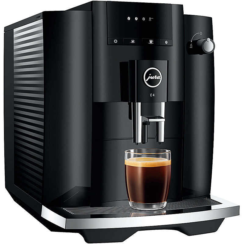 Jura E4 Piano Black Kaffeevollautomat mit Professional Aroma Grinder und Symbol-Display