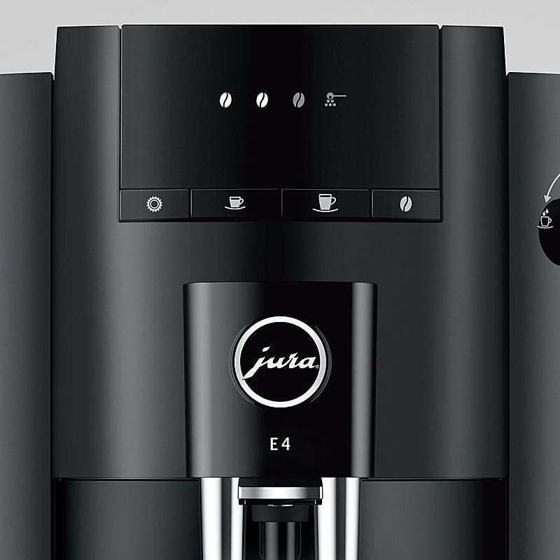 Jura E4 Piano Black Kaffeevollautomat mit Professional Aroma Grinder und Symbol-Display