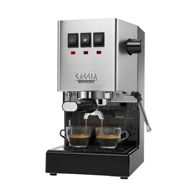 Gaggia Classic E24 Siebträgermaschine in gebürstetem Edelstahl mit 58mm-Siebträger