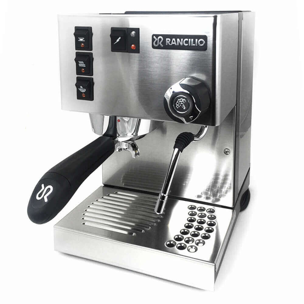 Rancilio Silvia E Siebträgermaschine in Edelstahl mit klassischem Design
