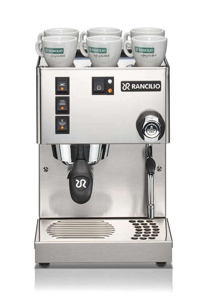 Rancilio Silvia E Siebträgermaschine in Edelstahl mit klassischem Design