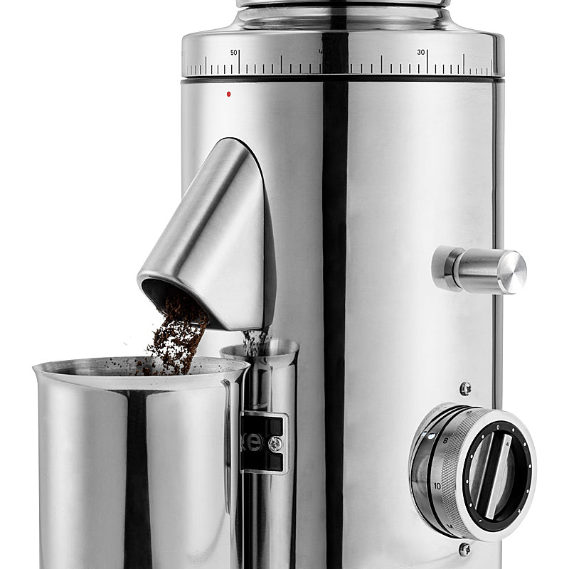 Aarke Kaffeemühle aus Edelstahl mit konischem Mahlwerk und Glasbehälter