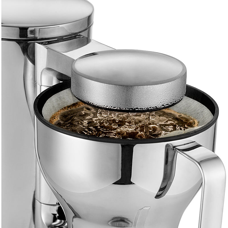 Aarke Filterkaffeemaschine aus Edelstahl mit Glaskanne und minimalistischem Design