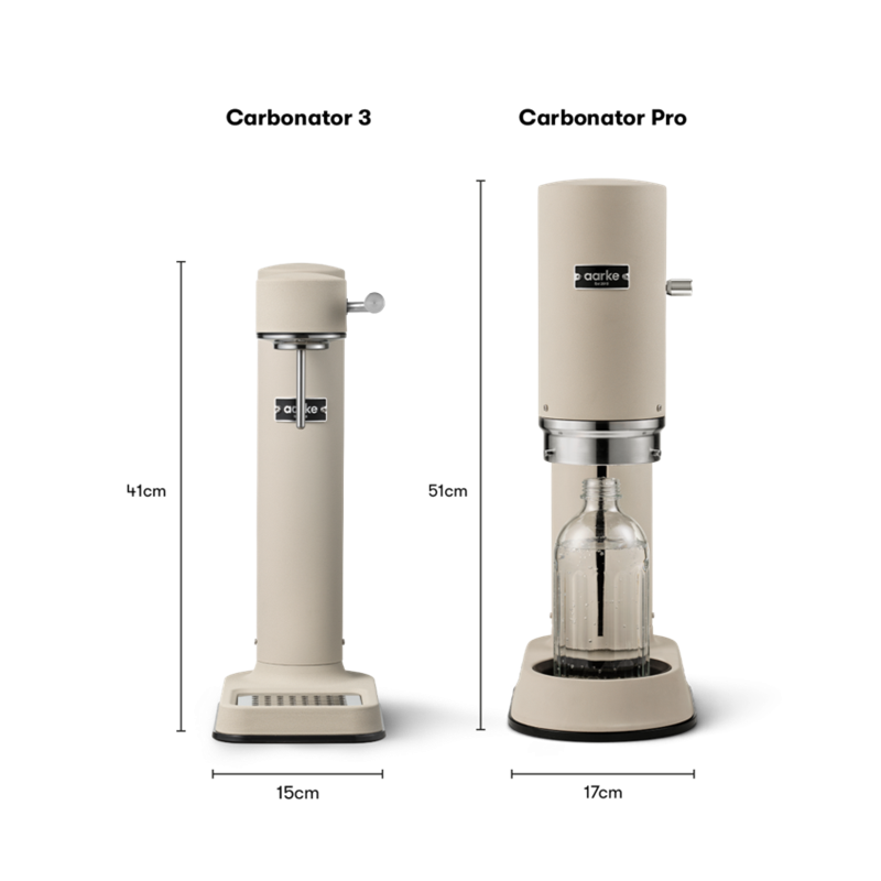 Aarke Carbonator Pro Wassersprudler in Sand-Optik mit Glasflasche