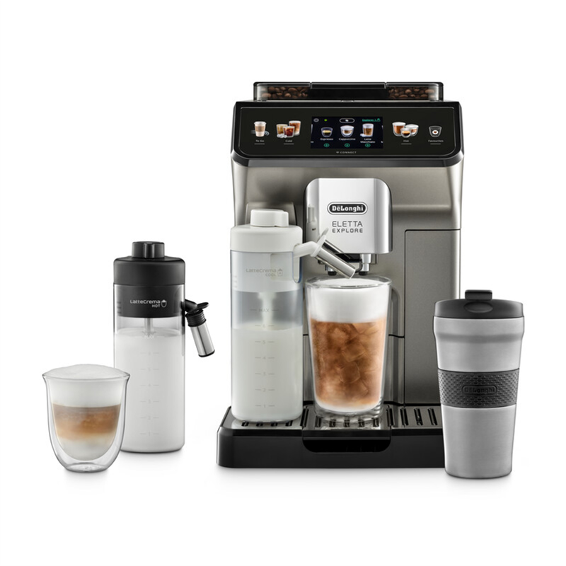 De'Longhi Eletta Explore Kaffeevollautomat in Titan mit TFT-Touchdisplay