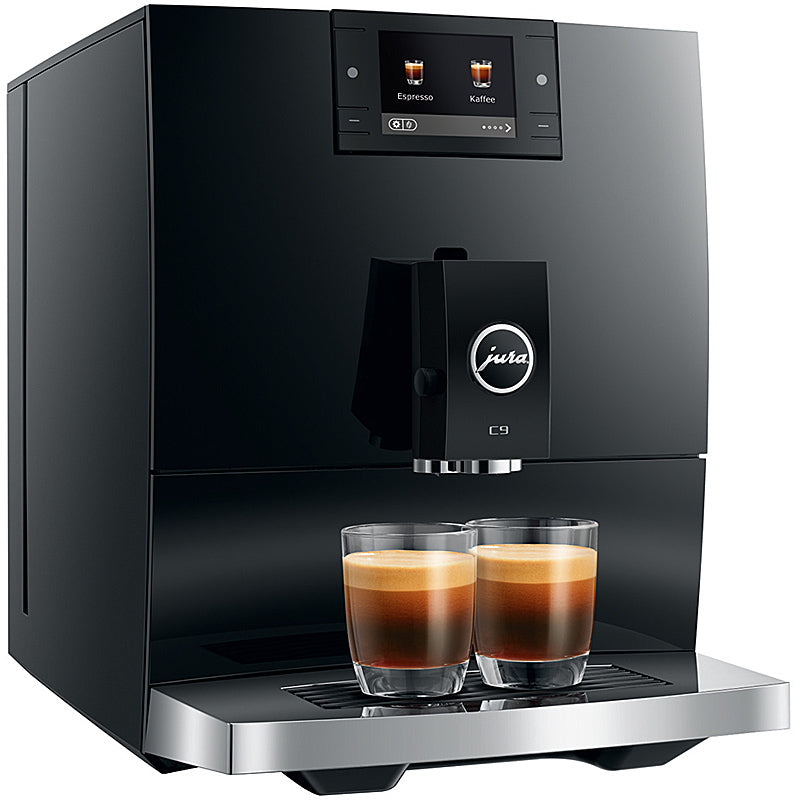 JURA C9 Kaffeevollautomat Piano Black mit 2,8" Farbdisplay und kompaktem Design
