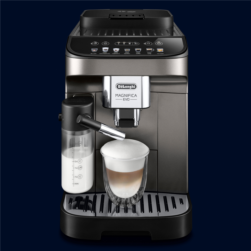 De'Longhi Magnifica Evo Kaffeevollautomat in Titan-Schwarz mit LatteCrema-Milchsystem