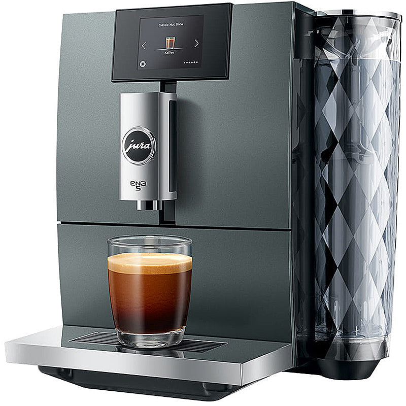 JURA ENA 5 Night Inox Kaffeevollautomat in Edelstahl-Optik mit Touch-Display und höhenverstellbarem Auslauf