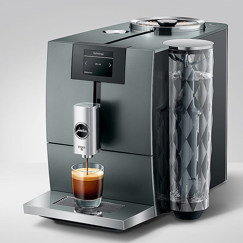 JURA ENA 5 Night Inox Kaffeevollautomat in Edelstahl-Optik mit Touch-Display und höhenverstellbarem Auslauf